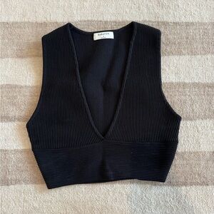 Babaton Black Ribbed Croptop
